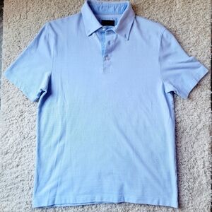 Thomas Dean Men's Medium Polo tee light blue cotton